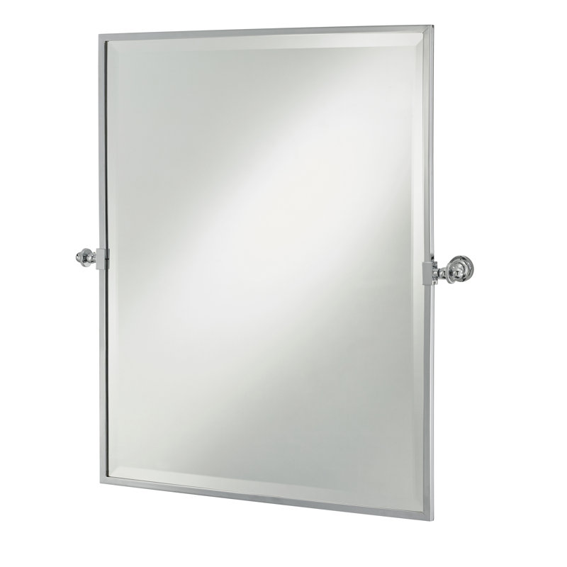 Flat Metal Beveled Wall Mirror, Polished Brass