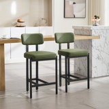 Modern Upholstered Counter Stool With Backrest, Beautiful Low Barstool For Kitchen Island, Bar And Counter