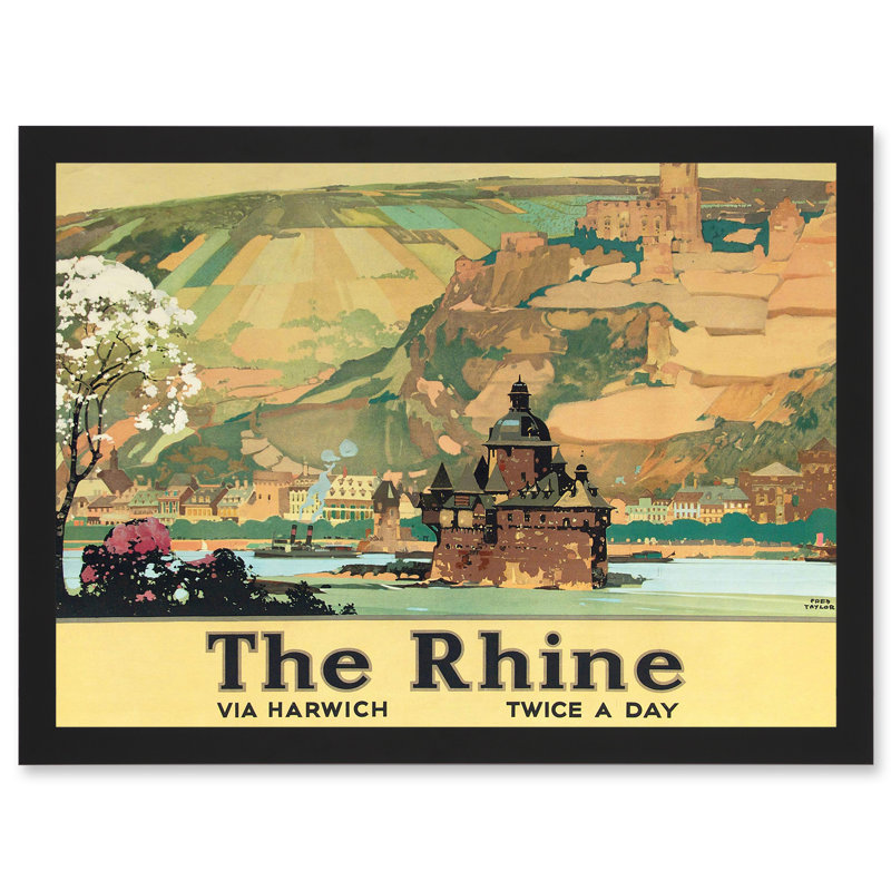 Vintage Travel Advert The Rhine Harwich River Castle Railway - Single Picture Frame Print