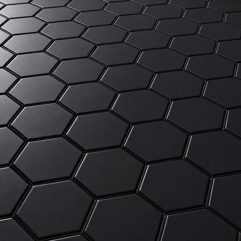 Mosaïques Tuxedo Hexagone Noir de 5 cm, Hexagone noir de 2 pouces