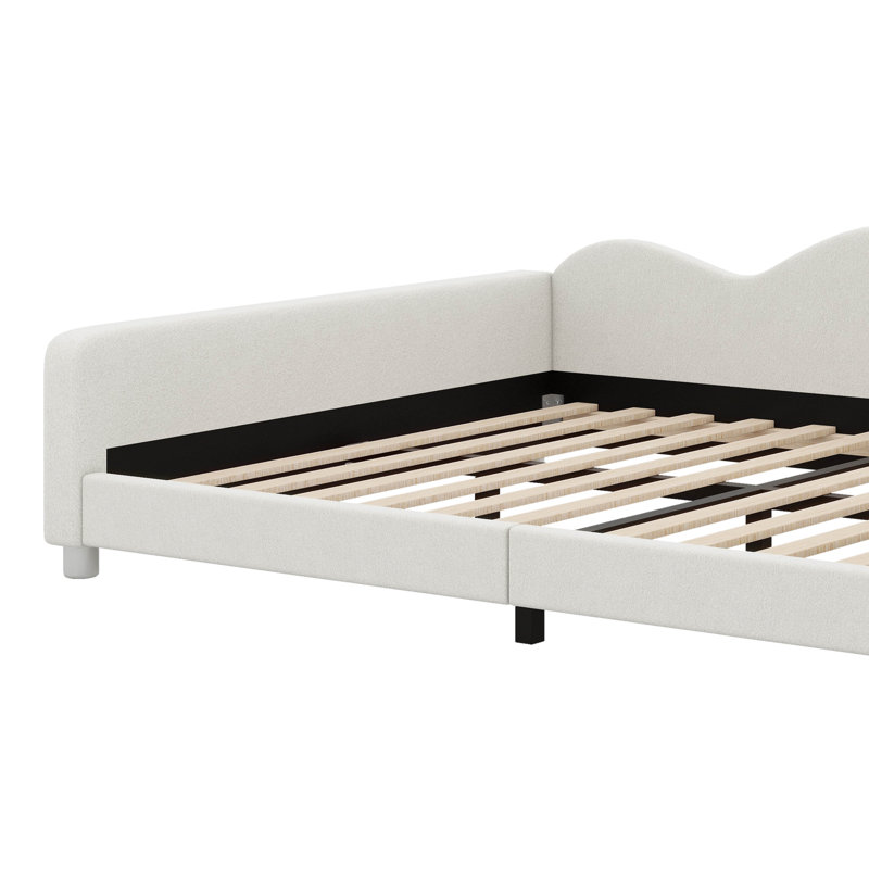 Lit de jour Sherpa en tissu avec canapé-lit en tissu Sherpa, Blanc, Lit double
