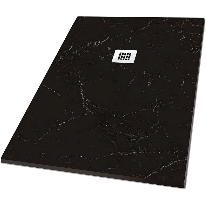 Dekor Rectangle Black Marble Effect Shower Tray - Multiple Sizes, 25mm H x 800mm W x 1200mm D