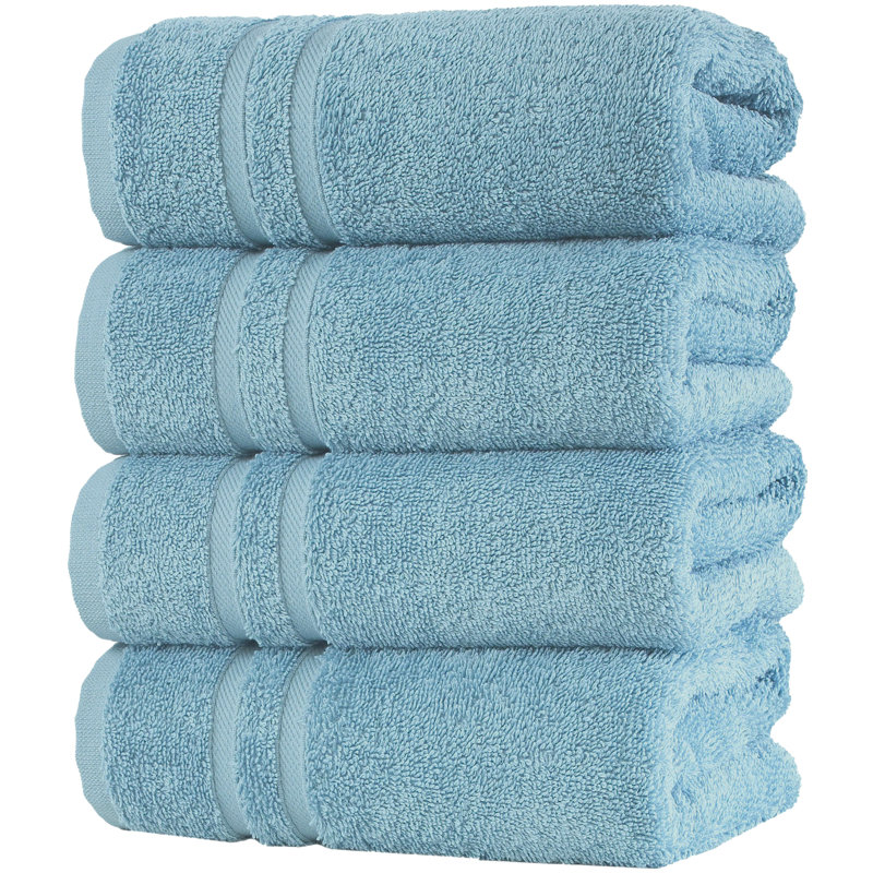 Varley - Essuie-mains 100% coton turc de qualité supérieure pour la salle de bain, Bleu, Hand Towels - 4 Pack