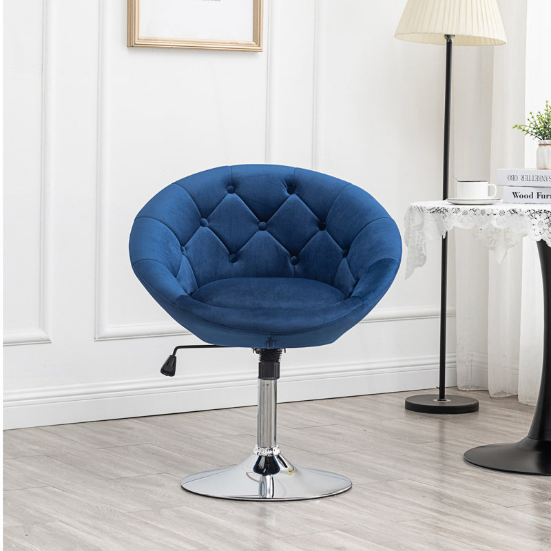 Fauteuil d'appoint pivotant rembourré à dossier capitonné, Blue