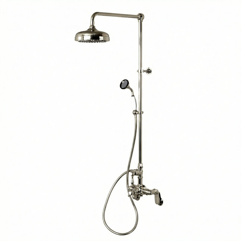 Exposed Thermostatic Shower System 48" Wall Mounted with 1.75GPM Lever/Cross Handles, Polished Nickel