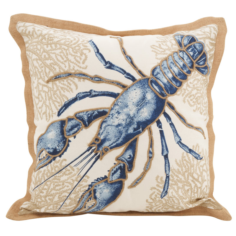 Lobster Cotton Down Filled Throw Pillow, Neptunian Lobster