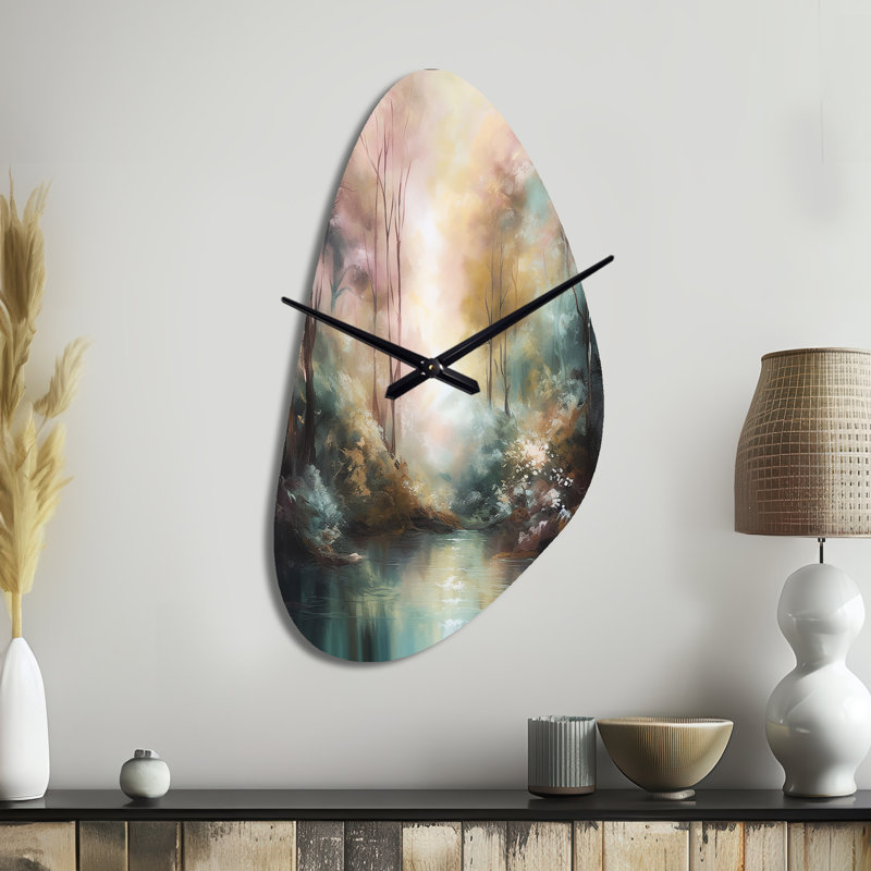 Horloge murale en métal Whimsical Stream - Mountain, Grand