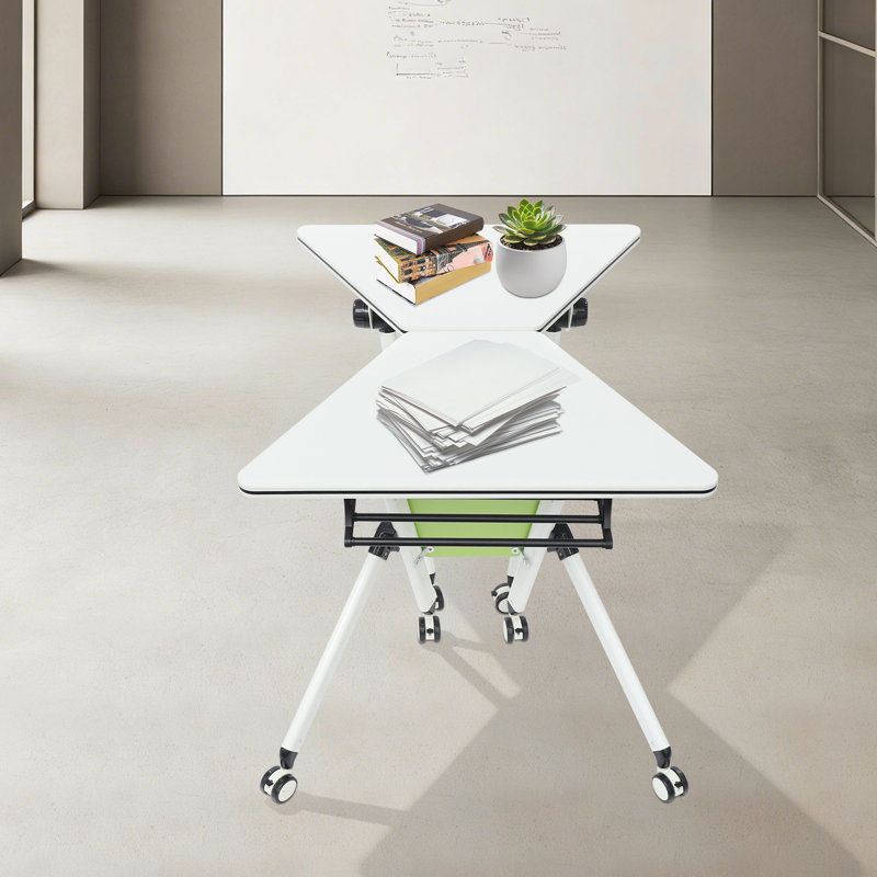 Ensemble de 2 tables de conférence trapézoïdales 31,5 po avec tables de formation pliables et mobiles pour la classe de bureau