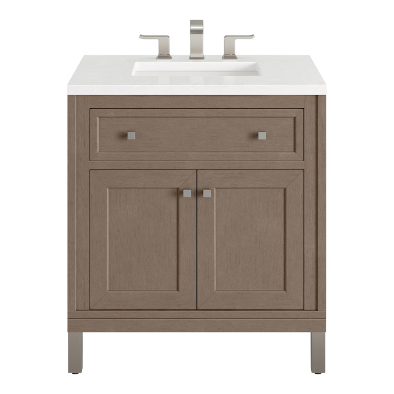 Chicago 30'' W Single Vanity, Glossy White, White Zeus, 8" Widespread