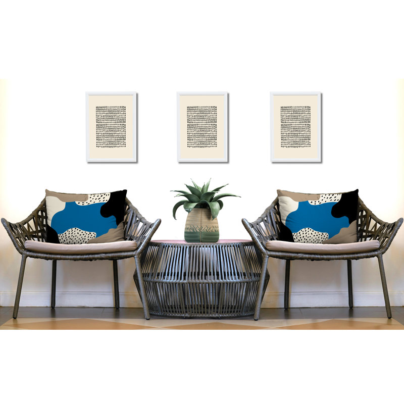 Coussin décoratif intérieur / extérieur en polyester filé Willow, Turquoise / blanc cassé / beige / noir