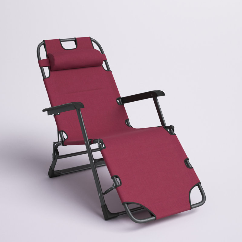 Frates Outdoor Metal Chaise Lounge, Red