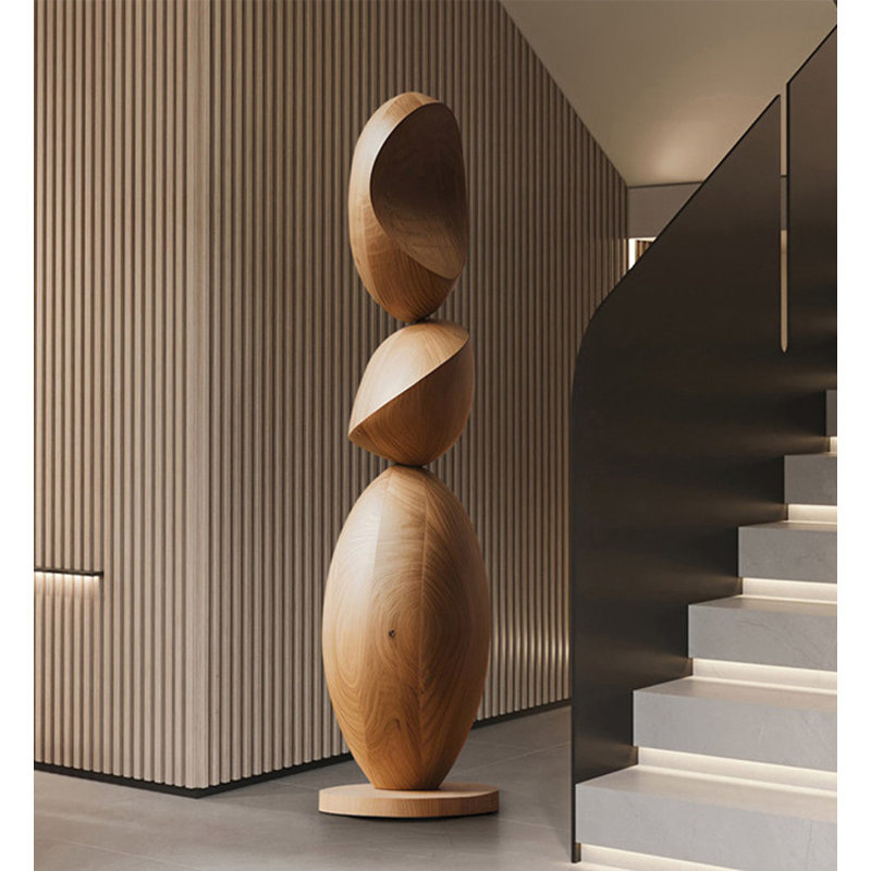 Objets décoratifs en bois de teck moderne et abstrait