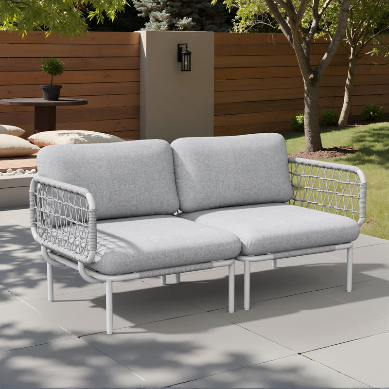 63'' Aluminum Outdoor Patio Sectional (Set of 2), Light Gray, 2