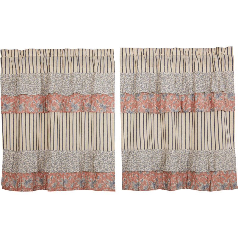 Charla Cotton Cafe Curtain, Navy, 36" W x 36" L