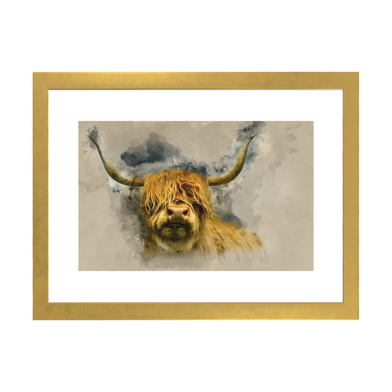 « Henry » par Mark Gemmell-impression d’art graphique, Papier doré, Blanc, H 16 po x l 24 po x P 1 po
