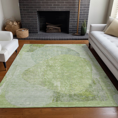 Machine Washable Indoor/Outdoor Claudian ACN1635 Aloe Rug