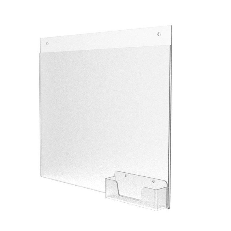 Paquet de 1 porte-affiche mural 11 x 8,5 po avec porte-cartes de visite en acrylique transparent