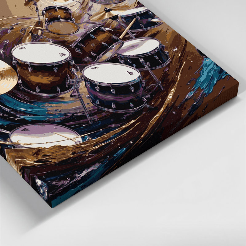 «Music Drums», art mural sur toile noire, H 12 po x l 18 po