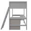 Lit mezzanine simple gris avec bureau fonctionnel et tablette, maximise l'utilisation de la pièce, le bois, les caractéristiques et les tablettes de confort supplémentaires - gris, optimisation de l'espace pour les espaces compacts, cadre, étude idéa