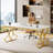 63" Large Executive Computer Desk for Home Office, White and Gold, Modern