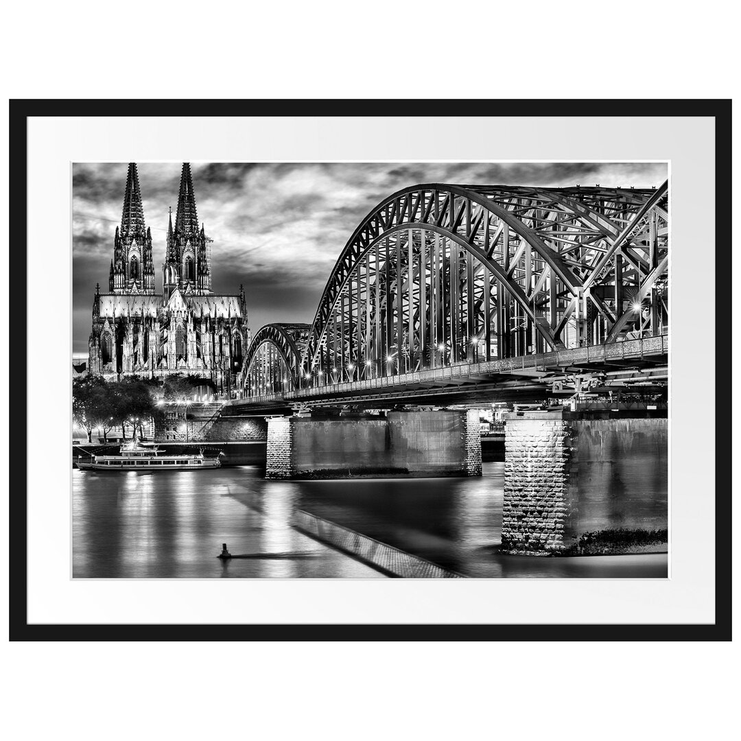 Gerahmtes Poster Hohenzollernbrücke bei Nacht