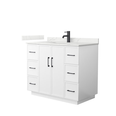 Ensemble de meuble-lavabo simple autoportant 42 po avec plateau en quartz Elan TK