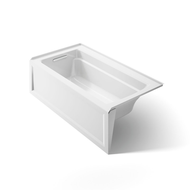 Archer® 60" x 32" Soaking Acrylic Bathtub with Heater, White, Left