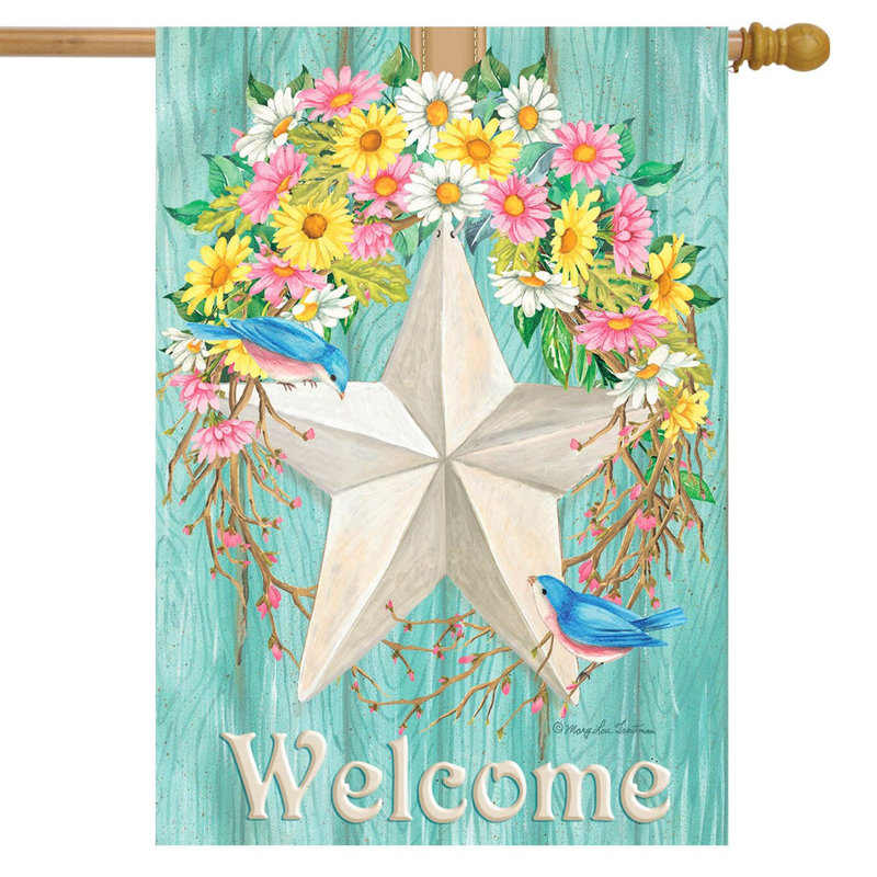 Spring Barnstar Primitive House Flag