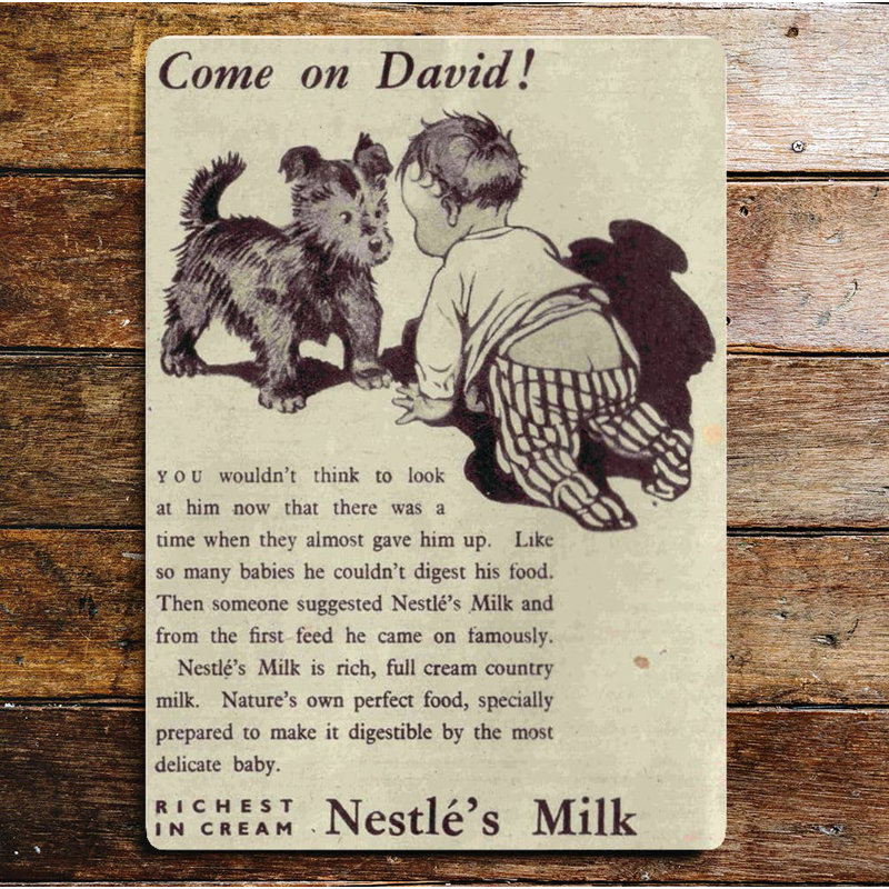 Nestles Milk Come On David - No Frame Print on Metal