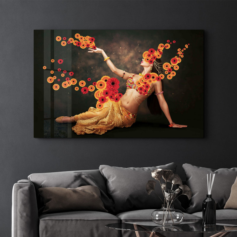 Élégante peinture murale en verre trempé de 13,8 po x 21,7 po | 100% verre trempé, épaisseur: 0,16 pouce | Imprimé UV pour des couleurs éclatantes | Parfait pour la décoration intérieure, le salon et les espaces de bureau