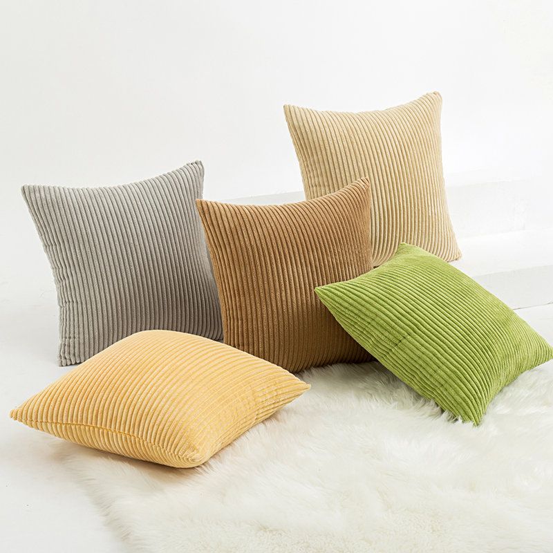 Striped Cotton Blend Reversible Throw Pillow, 18" x 18", Purple