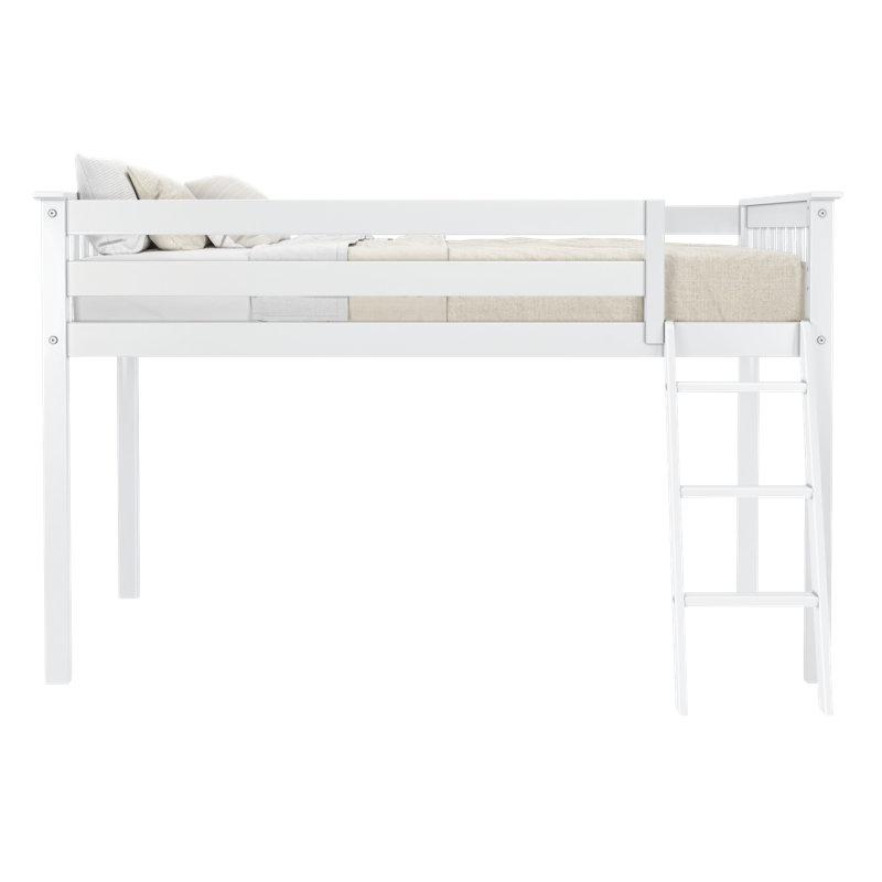 Jefferies Twin Solid Wood Low Loft Bed, White