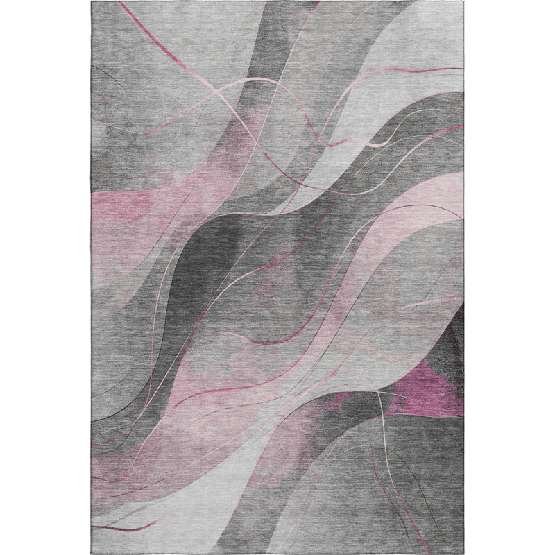 Premium Machine Washable Varasteh AMF1668 Swirls Rug, Rectangle 3' x 5'