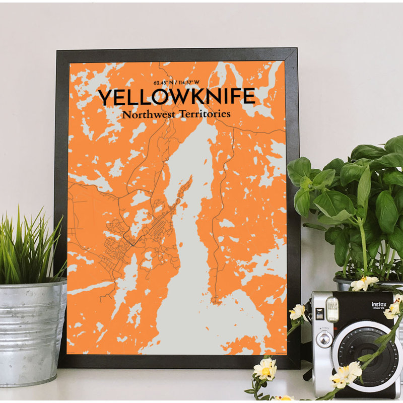 Yellowknife City Map - No Frame Print, 50.8cm H x 40.6cm W x 0.13cm D