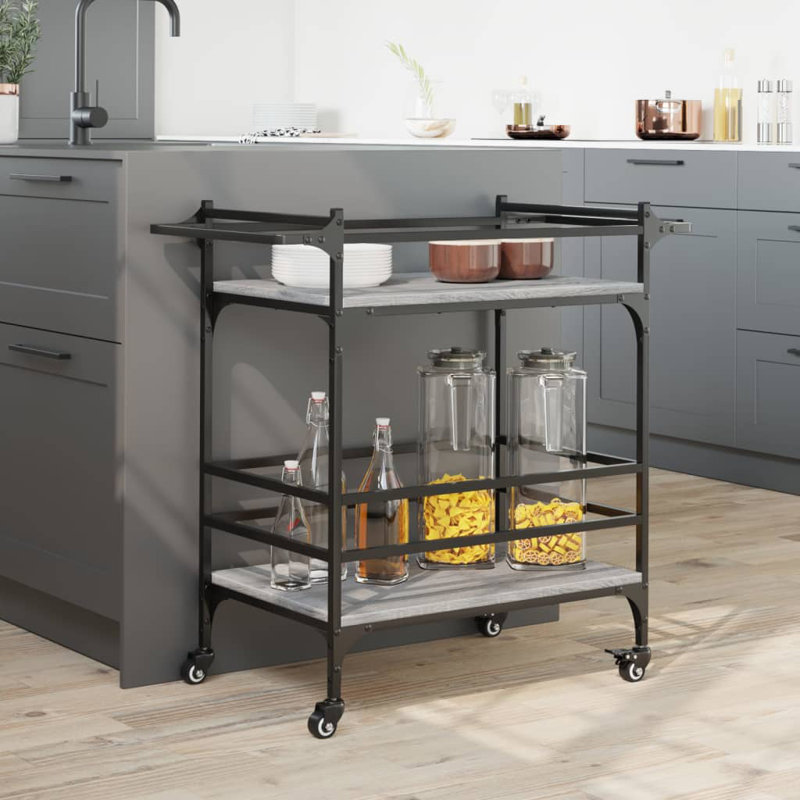 Newlon Metal Bar Cart, Grey Sonoma