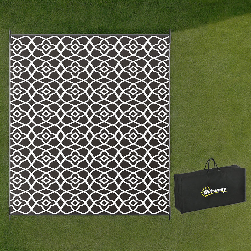 Reversible Waterproof Outdoor Rug - Portable RV Camping Mat With Carry Bag, Rectangle 8' x 10'