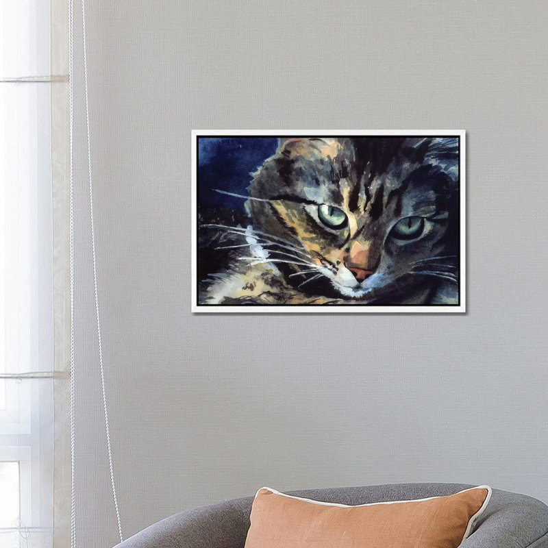 Nans Maine Coon 1 Piece Painting on Canvas, 45.72cm H x 66.04cm W x 3.81cm D, White Framed