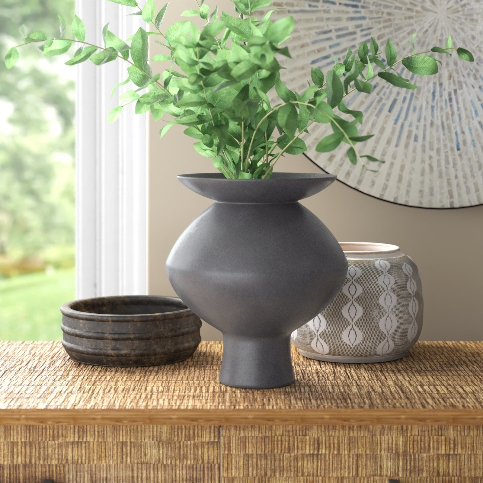 Palermo Ceramic / Porcelain Table Vase, 11.25" H x 10.25" W x 10.25" D