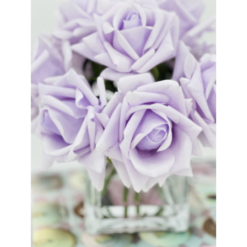Arrangement de vraies roses dans un vase, fleurs artificielles de campagne française, Mauve