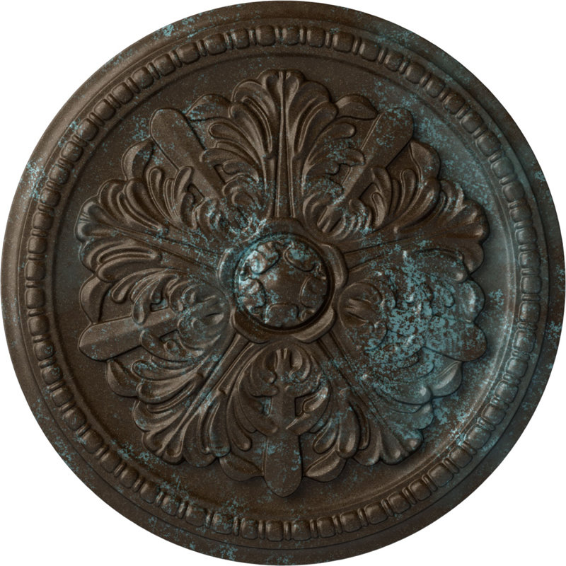 Endurathane Swindon Ceiling Medallion, 16 7/8"OD x 1 1/2"P (Fits Canopies up to 2 7/8"), Hand-Painted Bronze Blue Patina Finish