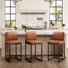 Catharinus 24 inch Upholstered Counter Stool with Non Slip Feet Black Metal Base for Kitchen