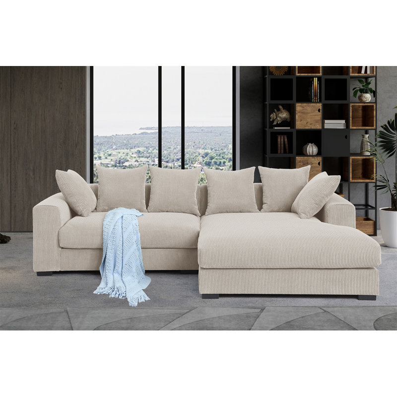 Canapé modulaire rembourré 3 pièces Naomi, Velours côtelé beige
