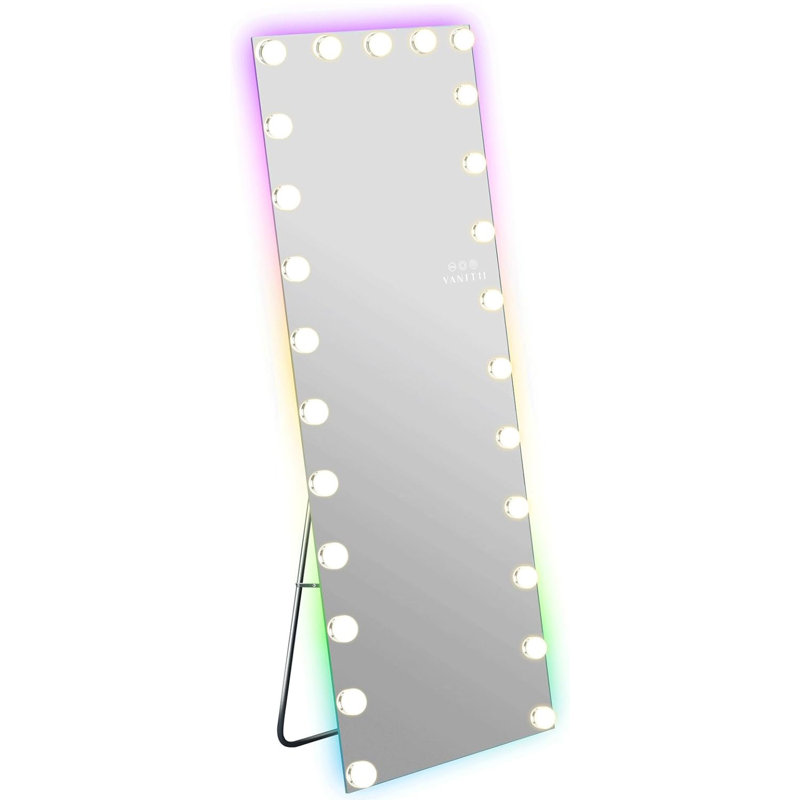 Miroir rectangulaire en métal pleine longueur à DEL, 70 po x 29 po