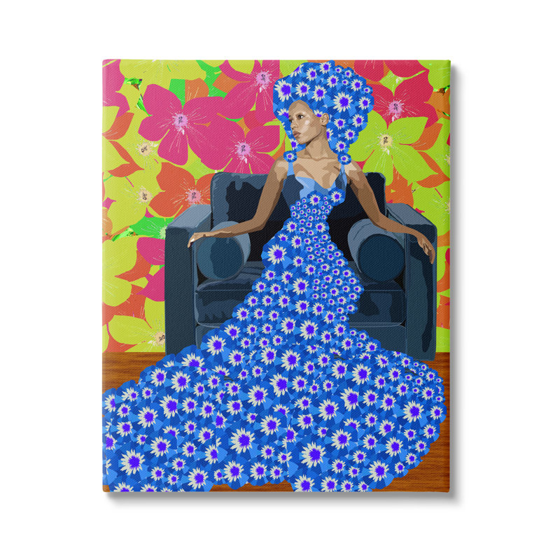 «Woman In Blue Retro», impression sur toile, H 20 po x l 16 po x P 1,5 po