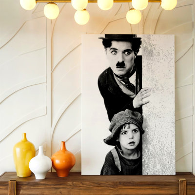 Reproduction d'art murale sur toile noir et blanc rétro, comédien et enfant, noir et blanc, décoration murale rétro pour bureau de chambre à coucher de salon