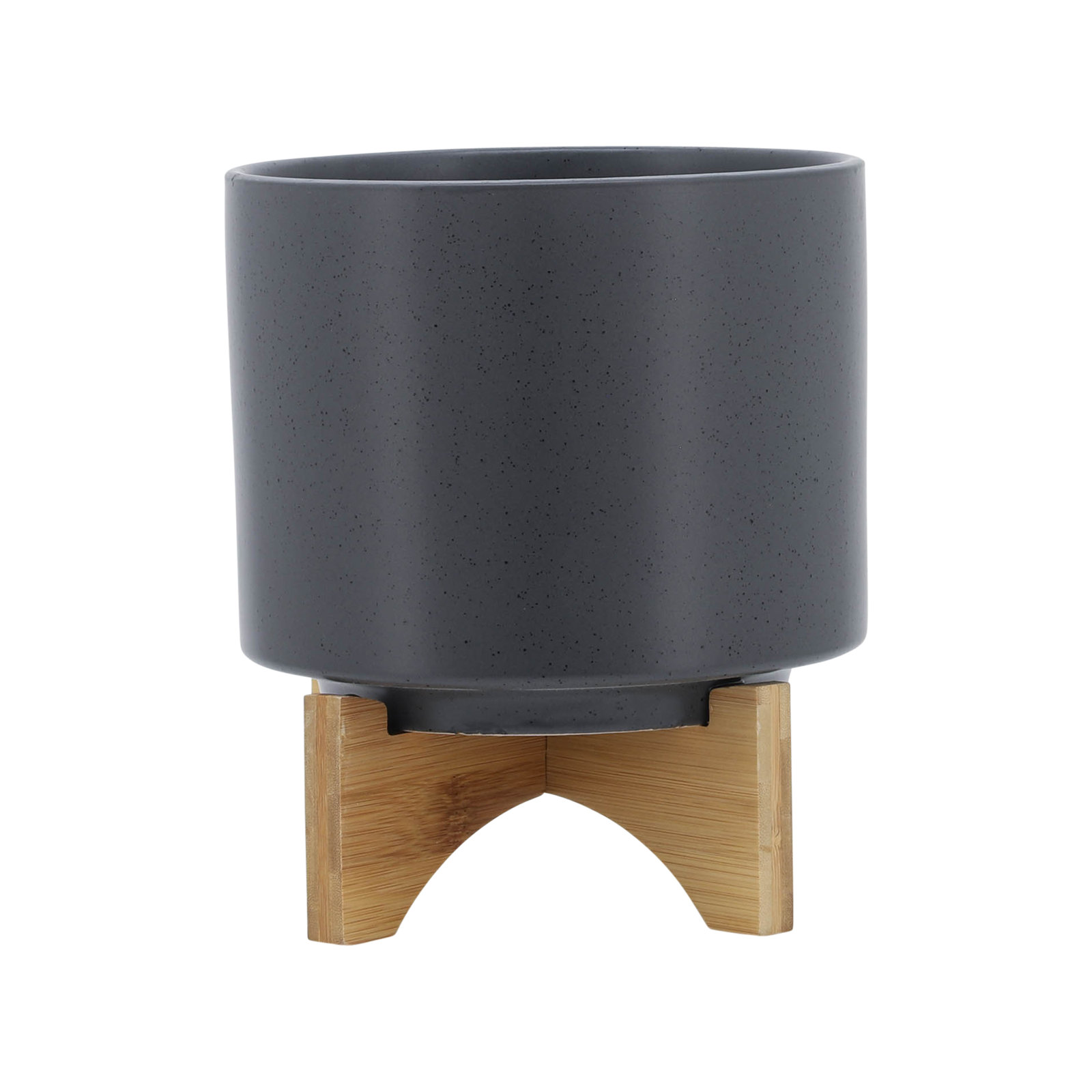 Ascend Ceramic Pot Planter, 9" H x 8" W x 8" D, Dark Gray, 1