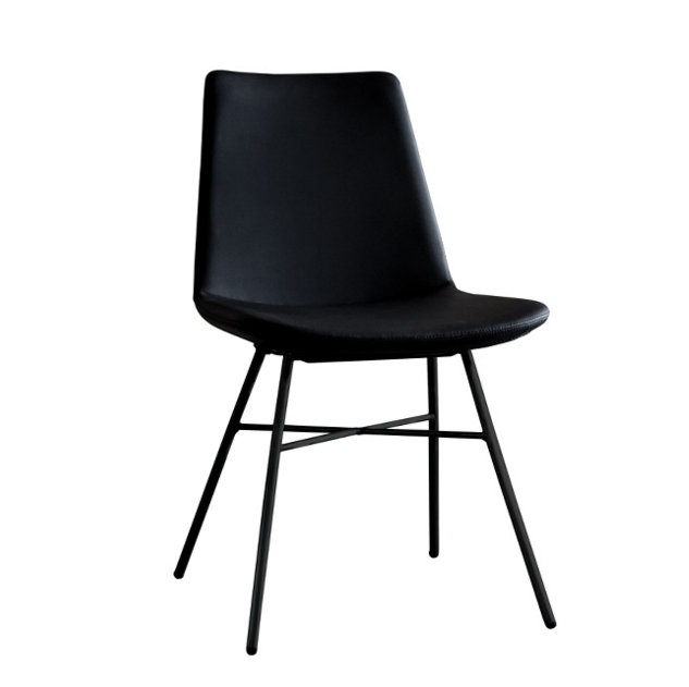 18'' H Faux Leather Upholstered Side Chair, Black, Black