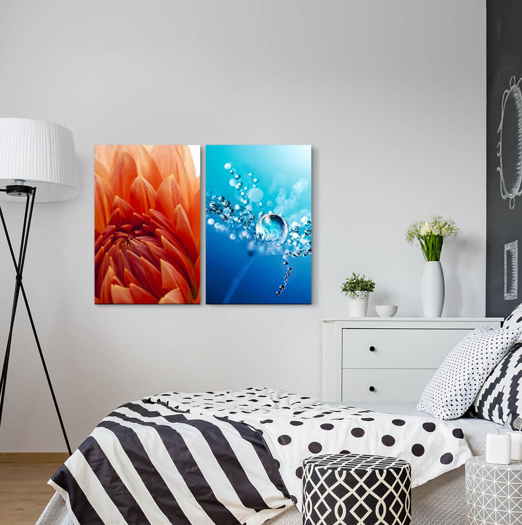 2-tlg. Leinwandbilder-Set - Grafikdruck „Coral Water Drops Colourful”