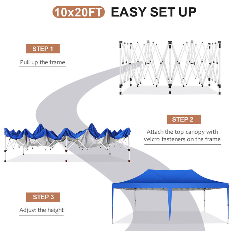 10x20 Pop up Canopy Tents for Parties 3.0, Upgrade Structure , Light Blue
