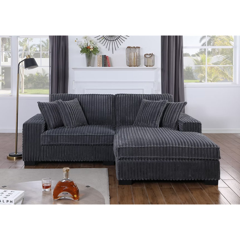 Comfy II 2pcs Sectional, Grey Fabric